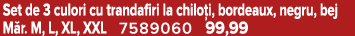 Set de 3 culori cu trandafiri la chilo i, bordeaux, negru, bej M r. M, L, XL, XXL 7589060 99,99