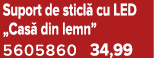 Suport de sticl cu LED „Cas  din lemn” 5605860 34,99