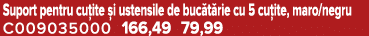Suport pentru cu ite i ustensile de buc t rie cu 5 cu ite, maro/negru C009035000 166,49 79,99