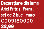 Decora iune din lemn Arici Fritz i Franz, set de 2 buc., maro C009180000 28,99