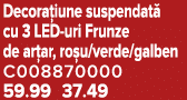 Decora iune suspendat cu 3 LED uri Frunze de ar ar, ro u/verde/galben C008870000 59.99 37.49